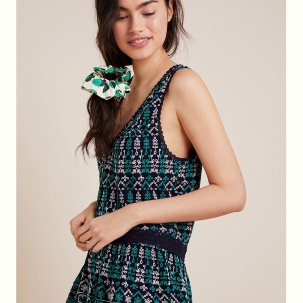 Anthropologie- Cammie Embroidered Peplum Top